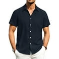 thumbnail image 1 of HAOMEILI Men's Casual Button Down Shirts Short Sleeve Linen Shirts Summer Beach Dress Shirt, 1 of 7