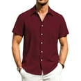thumbnail image 1 of HAOMEILI Men's Casual Button Down Shirts Short Sleeve Linen Shirts Summer Beach Dress Shirt, 1 of 7