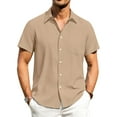 thumbnail image 1 of HAOMEILI Men's Casual Button Down Shirts Short Sleeve Linen Shirts Summer Beach Dress Shirt, 1 of 7