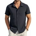 thumbnail image 1 of HAOMEILI Men's Casual Button Down Shirts Short Sleeve Textured Summer Beach Shirt with Pocket, 1 of 6