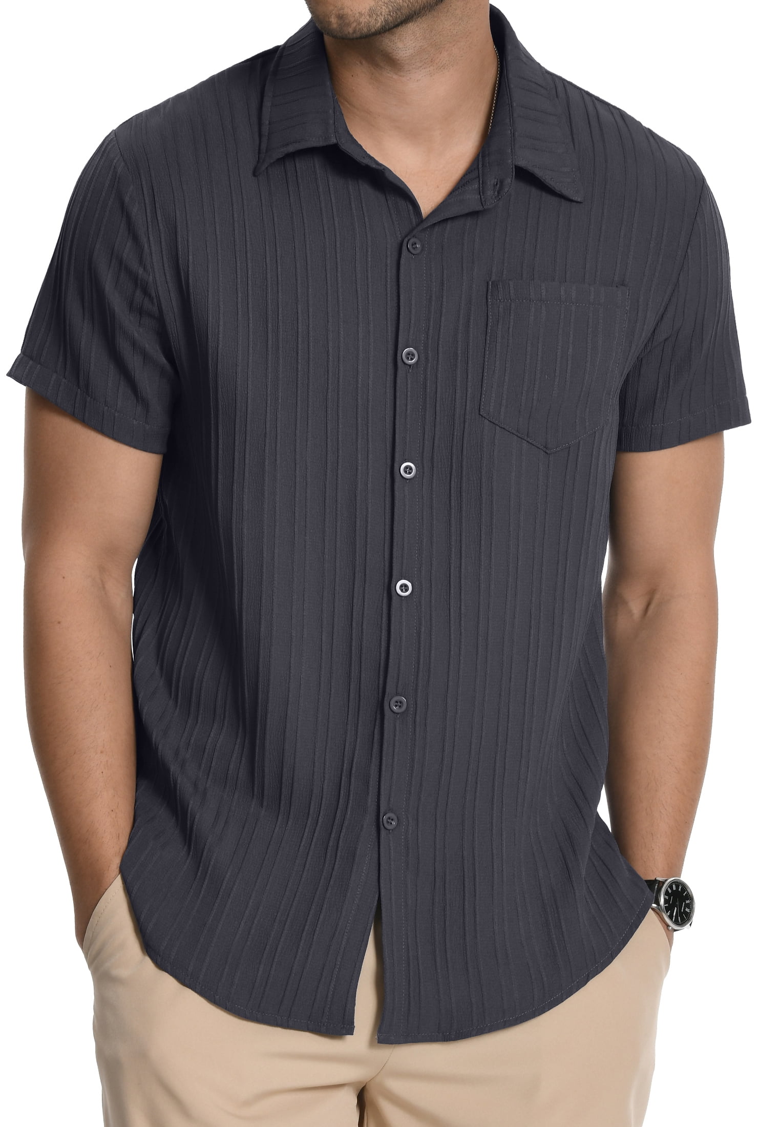 Men's Tops Casual Button Down Shirt Short Sleeve Beach Shirt Summer Mens Clothing