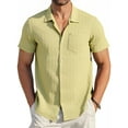 thumbnail image 1 of HAOMEILI Men's Casual Button Down Shirts Short Sleeve Textured Summer Beach Shirt with Pocket, 1 of 6