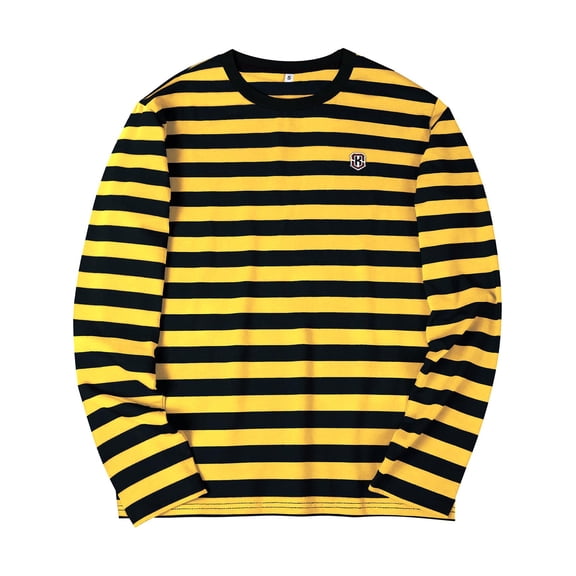 HAOMEILI Men's Striped T-Shirt Crewneck Long Sleeves Basic Casual Top