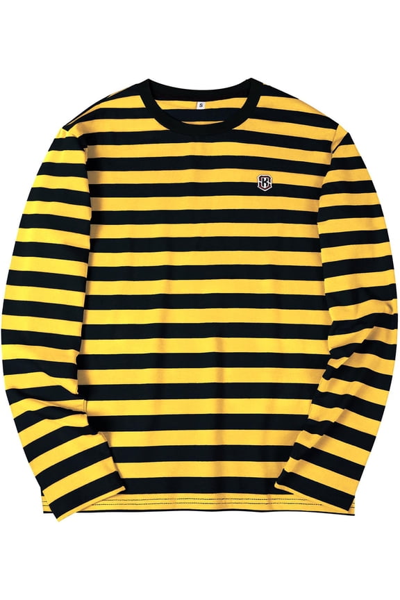 Men's Striped T-Shirt Crewneck Long Sleeves Basic Casual Top