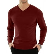 HAOMEILI Men's Casual Slim Fit V-Neck Pullover Long Sleeve Knitted Pullover Sweaters