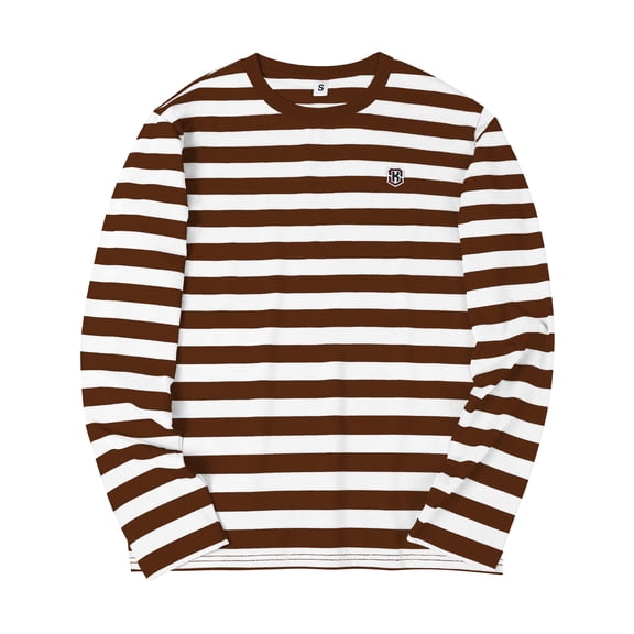 HAOMEILI Men's Striped T-Shirt Crewneck Long Sleeves Basic Casual Top
