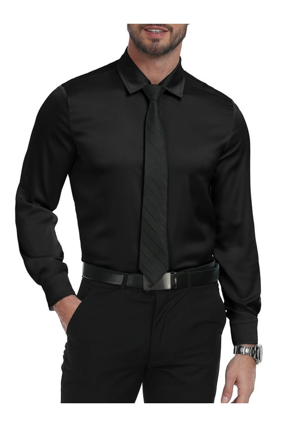 Men's Pattern Dress Shirt Long Sleeve Casual Button Down Formal Shirts