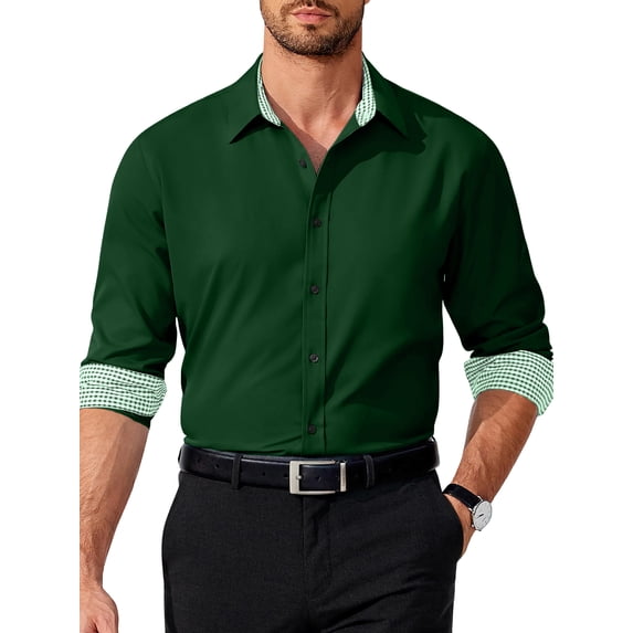 HAOMEILI Men's Pattern Dress Shirt Long Sleeve Casual Button Down Formal Shirts