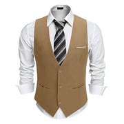 Men's Suit Vest Business Formal Dress Waistcoat Vest with 3 Pockets for Suit or Tuxedo