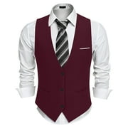 HAOMEILI Men's Suit Vest Business Formal Dress Waistcoat Vest with 3 Pockets for Suit or Tuxedo