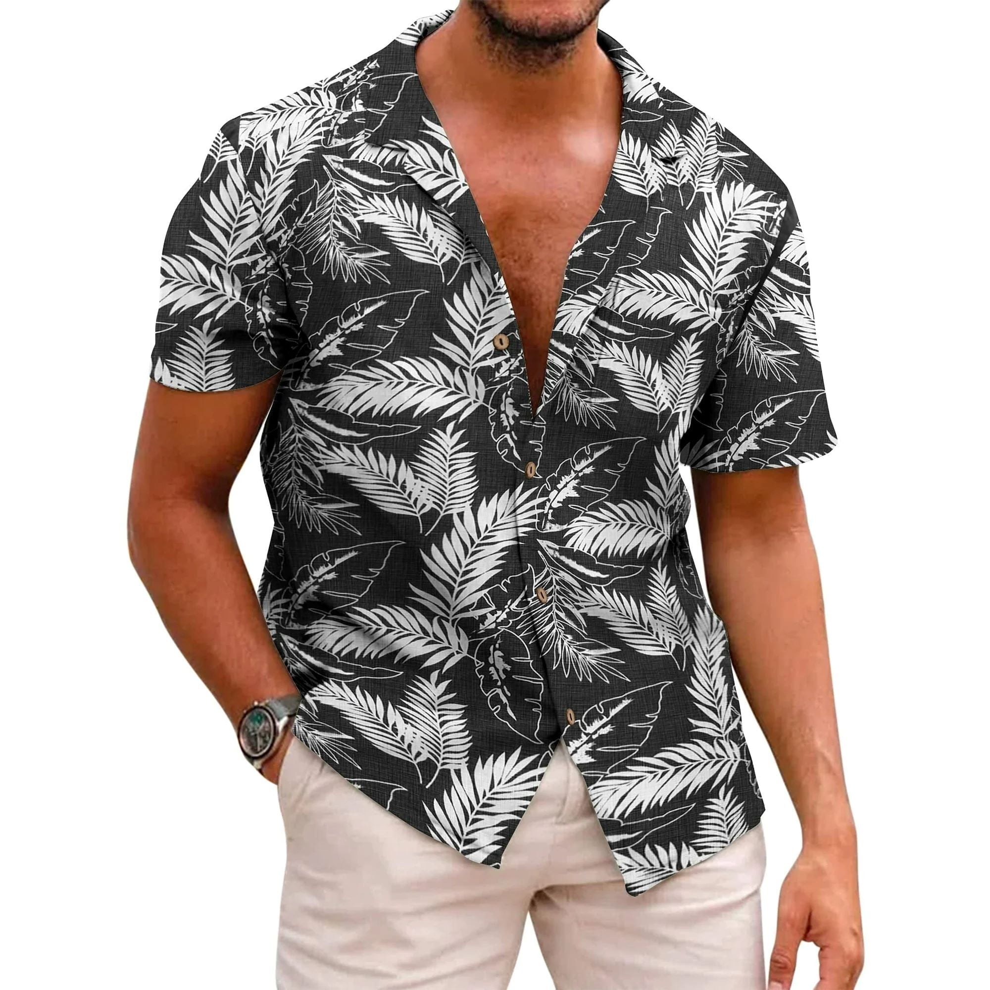 HAOMEILI Hawaiian Shirt For Men Short Sleeve Button Down Shirt Men HAOMEILI Hawaiian Shirt For Men Short Sleeve Button Down Shirt Men