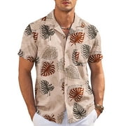 HAOMEILI Mens Hawaiian Shirt Short Sleeve Floral Button Down Shirts Tropical Holiday Beach Shirts