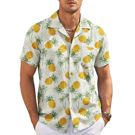 HAOMEILI Men's Hawaiian Shirt Short Sleeve Floral Button Down Shirts Tropical Holiday Beach Shirts