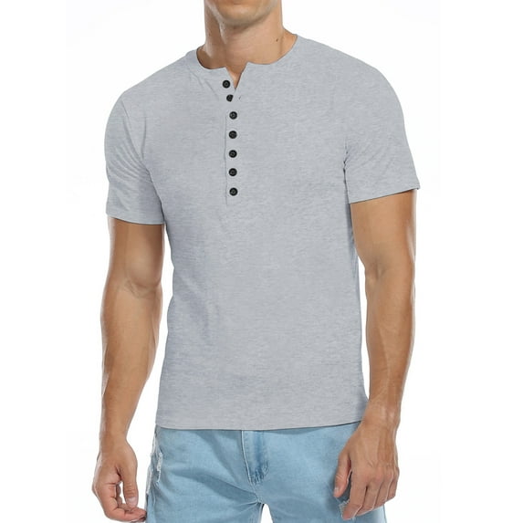 HAOMEILI Men's Henley Shirts Short/Long Sleeve Button T-Shirt Lightweight Fashion Casual Pullover Shirt