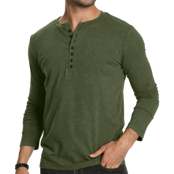 HAOMEILI Men's Henley Shirts Short/Long Sleeve Button T-Shirt Lightweight Fashion Casual Pullover Shirt