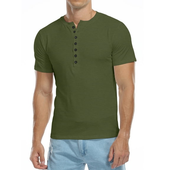 HAOMEILI Men's Henley Shirts Short/Long Sleeve Button T-Shirt Lightweight Fashion Casual Pullover Shirt