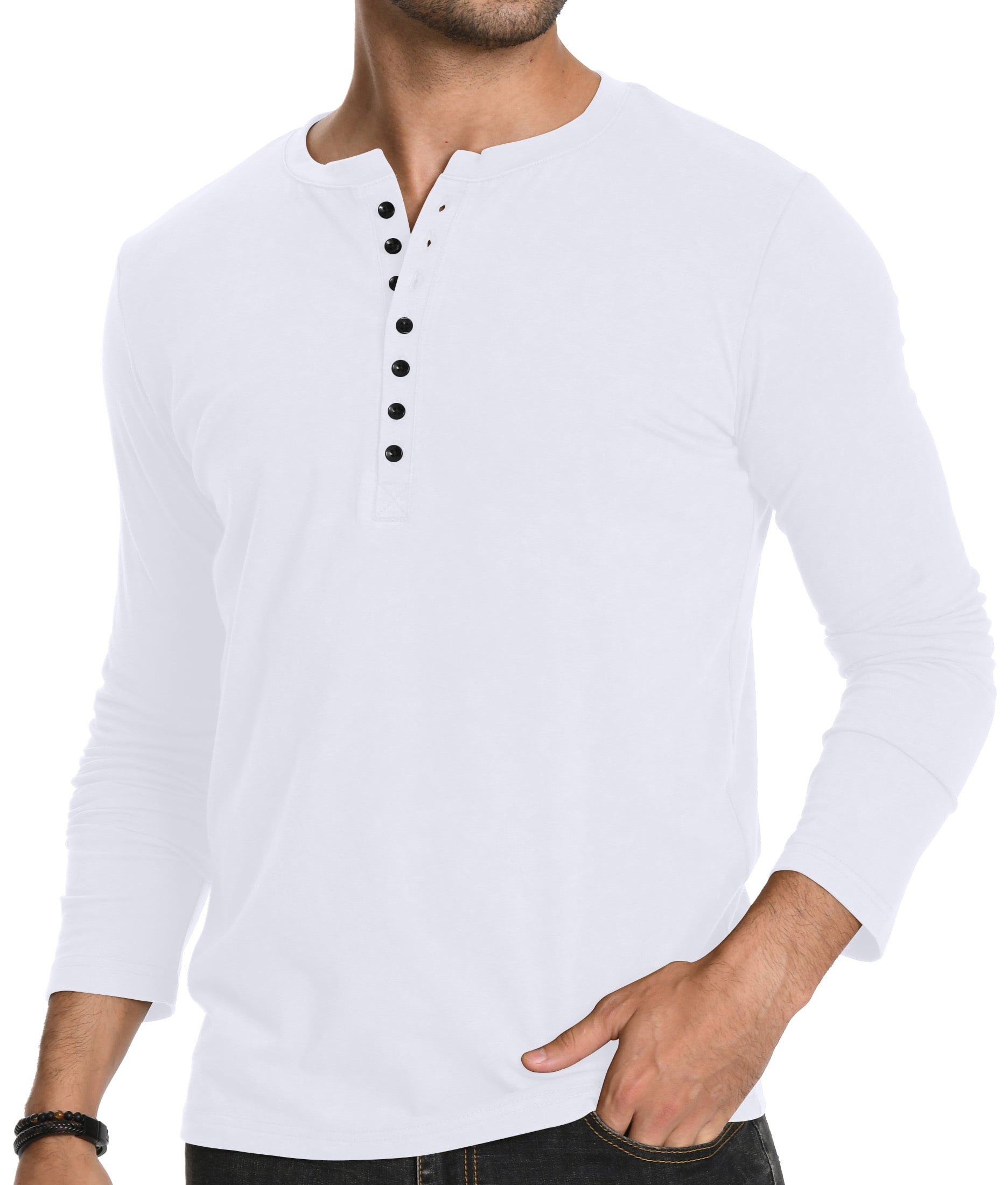 Men's Henley Shirts Short/Long Sleeve Button T-Shirt Lightweight Fashion Casual Pullover Shirt