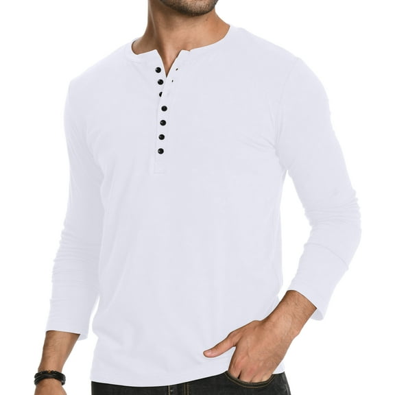HAOMEILI Men's Henley Shirts Short/Long Sleeve Button T-Shirt Lightweight Fashion Casual Pullover Shirt