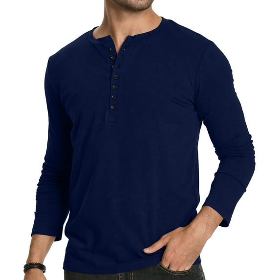 HAOMEILI Men's Henley Shirts Short/Long Sleeve Button T-Shirt Lightweight Fashion Casual Pullover Shirt