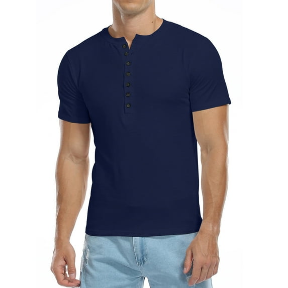 HAOMEILI Men's Henley Shirts Short/Long Sleeve Button T-Shirt Lightweight Fashion Casual Pullover Shirt
