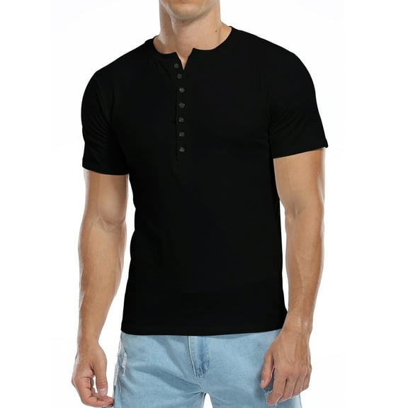 HAOMEILI Men's Henley Shirts Short/Long Sleeve Button T-Shirt Lightweight Fashion Casual Pullover Shirt
