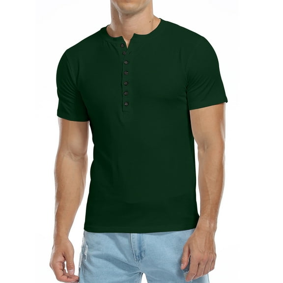 HAOMEILI Men's Henley Shirts Short/Long Sleeve Button T-Shirt Lightweight Fashion Casual Pullover Shirt