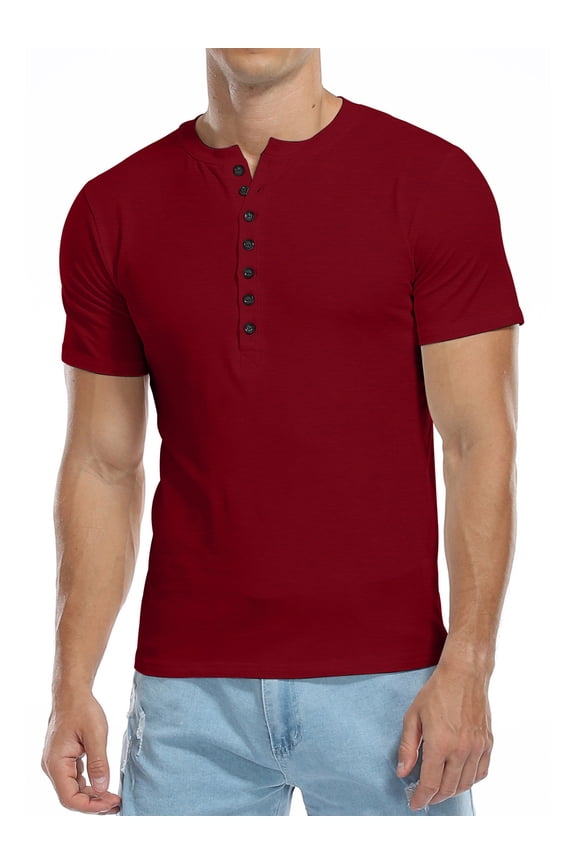 Men's Henley Shirts Short/Long Sleeve Button T-Shirt Lightweight Fashion Casual Pullover Shirt