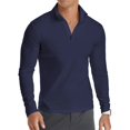 thumbnail image 1 of HAOMEILI Men's Long/Short Sleeve Polo Shirts Quarter-Zip Casual Slim Fit Mock Neck Basic Designed Cotton Shirts, 1 of 5