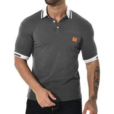 HAOMEILI Men's Casual Polo Shirts 2024 Solid/Short Sleeve Fashion Shirt Classic Striped Slim Fit Golf Tennis Tops