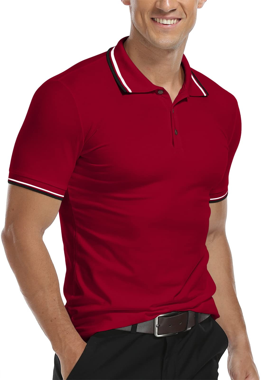 HAOMEILI Men's Polo Shirt Short/Long Sleeve Casual Slimfit Basic