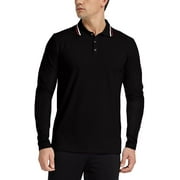 HAOMEILI Mens Knit Polo Shirts Casual Long Sleeve Classic Polo Shirts Button Down Golf Shirts