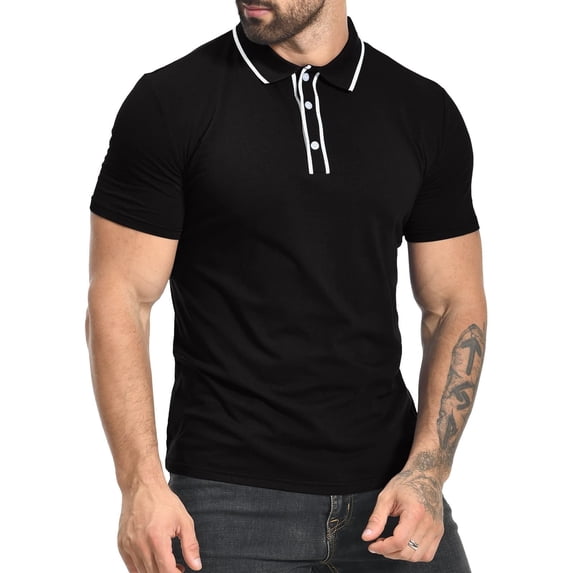HAOMEILI Men's Polo Shirts Summer Short Sleeve Casual 3 Button T-Shirts Classic Basic Golf Work Tees Tops