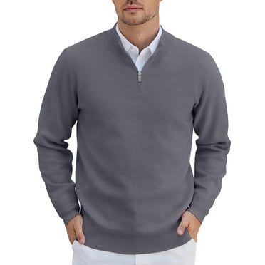 HAOMEILI Men's Quarter Zip Up Sweaters Slim Fit Lightweight Mock Neck Pullover Casual Polo Sweaters