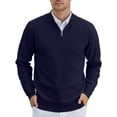thumbnail image 1 of HAOMEILI Men's Quarter Zip Up Sweaters Slim Fit Lightweight Mock Neck Pullover Casual Polo Sweaters, 1 of 5