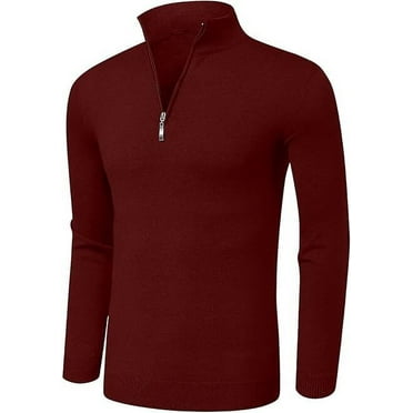 HAOMEILI Men's Quarter Zip Up Sweaters Slim Fit Lightweight Mock Neck Pullover Casual Polo Sweaters