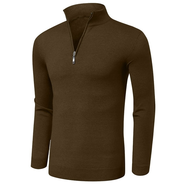 HAOMEILI Men's Quarter Zip Up Sweaters Slim Fit Lightweight Mock Neck Pullover Casual Polo Sweaters