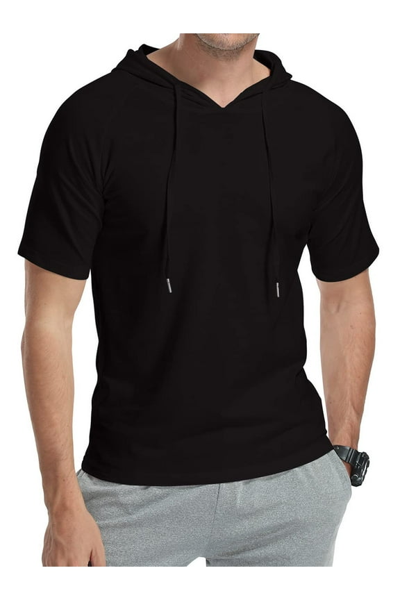 Men's Short/Long Sleeve Hoodie Cotton Hooded T Shirts Lightweight Sweatshirt Hoodies Pullover