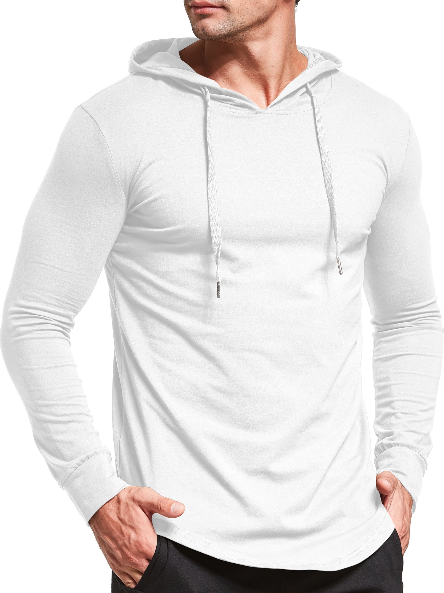 Men's Short/Long Sleeve Hoodie Cotton Hooded T Shirts Lightweight Sweatshirt Hoodies Pullover