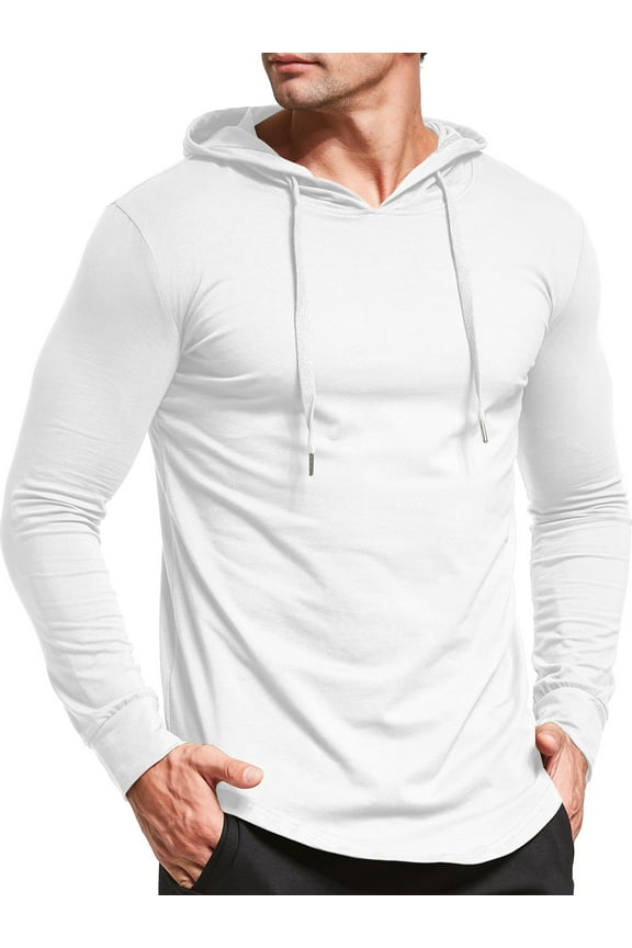 Men's Short/Long Sleeve Hoodie Cotton Hooded T Shirts Lightweight Sweatshirt Hoodies Pullover