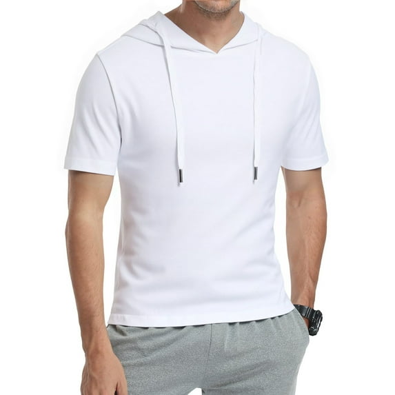 HAOMEILI Men's Short/Long Sleeve Hoodie Cotton Hooded T Shirts Lightweight Sweatshirt Hoodies Pullover