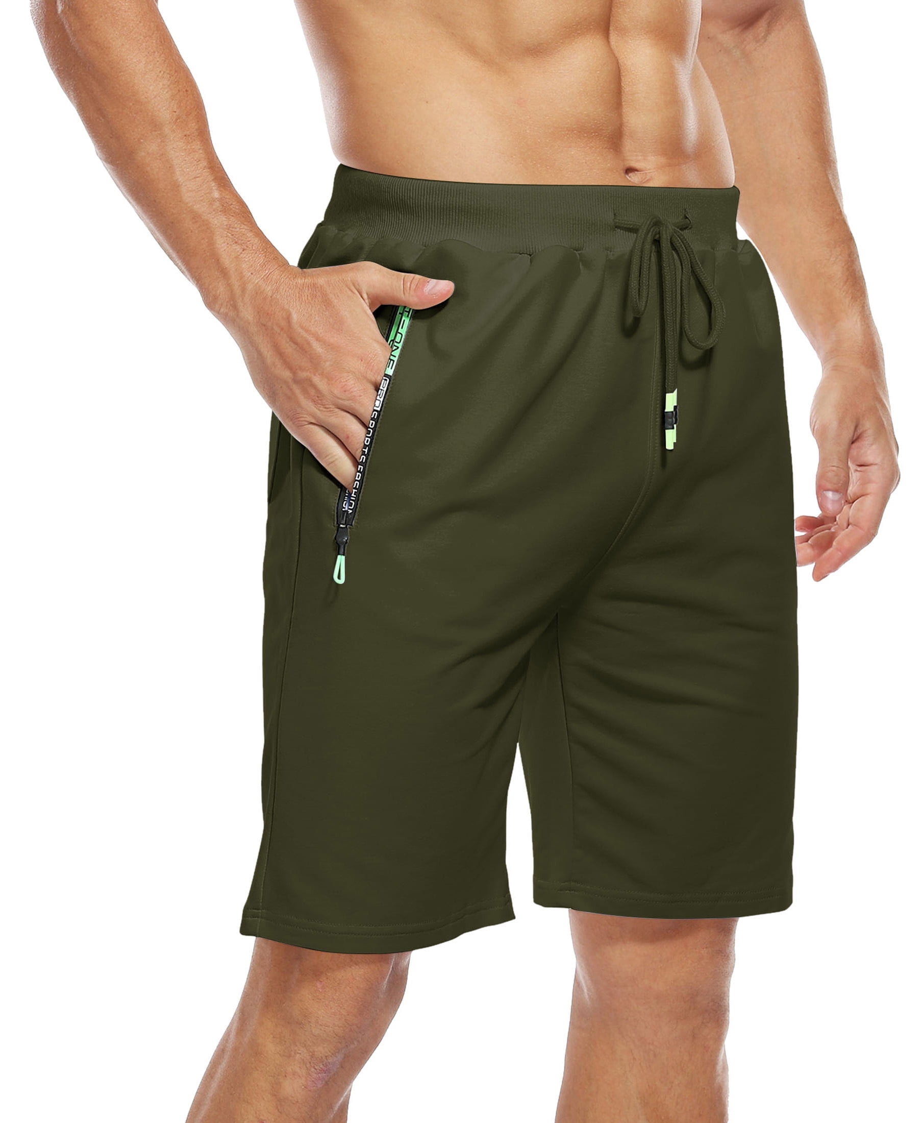 Shorts With Drawstring HAOMEILI Men's Casual Drawstring Shorts, Elastic Waist, Zipper Pockets ...