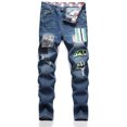 thumbnail image 1 of HAOMEILI Men's Skinny Jeans Casual Slim-fit Straight Printed Denim Pants, 1 of 6
