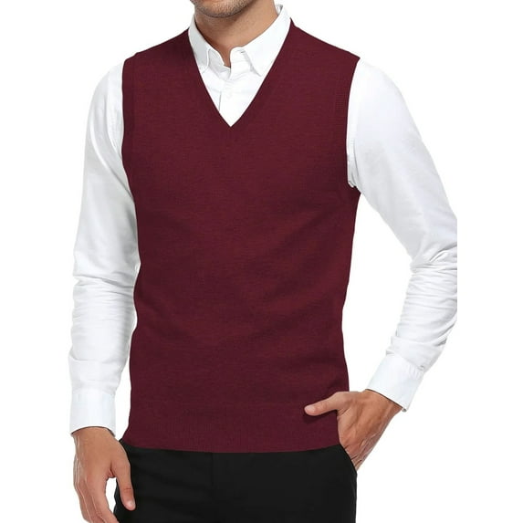 HAOMEILI Men's Sleeveless V Neck Pullover Sweater Slim Fit Casual Solid Sweater Vest