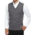 thumbnail image 1 of HAOMEILI Men's Sleeveless V Neck Pullover Sweater Slim Fit Casual Solid Sweater Vest, 1 of 6