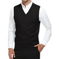 thumbnail image 1 of HAOMEILI Men's Sleeveless V Neck Pullover Sweater Slim Fit Casual Solid Sweater Vest, 1 of 6