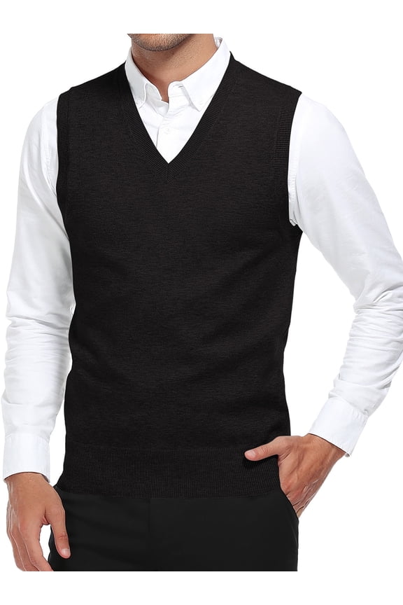 Men's Sleeveless V Neck Pullover Sweater Slim Fit Casual Solid Sweater Vest