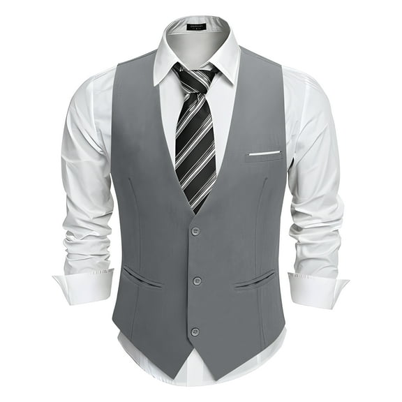 HAOMEILI Men's Suit Vest Business Formal Dress Waistcoat Vest with 3 Pockets for Suit or Tuxedo