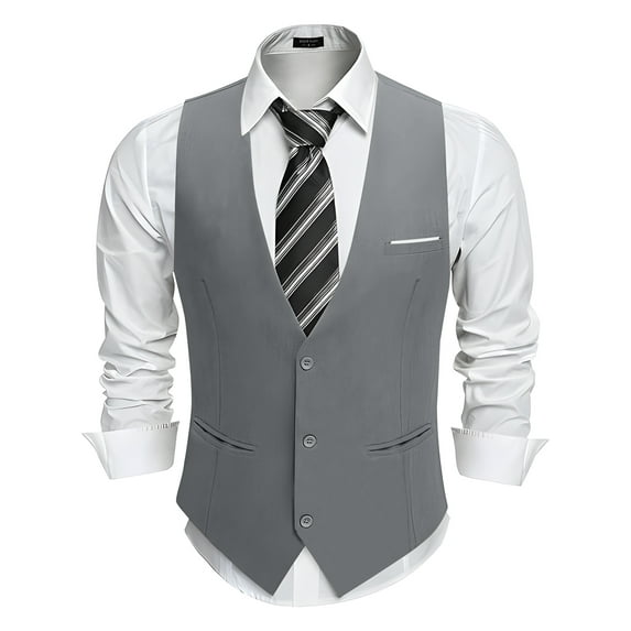 HAOMEILI Men's Suit Vest Business Formal Dress Waistcoat Vest with 3 Pockets for Suit or Tuxedo