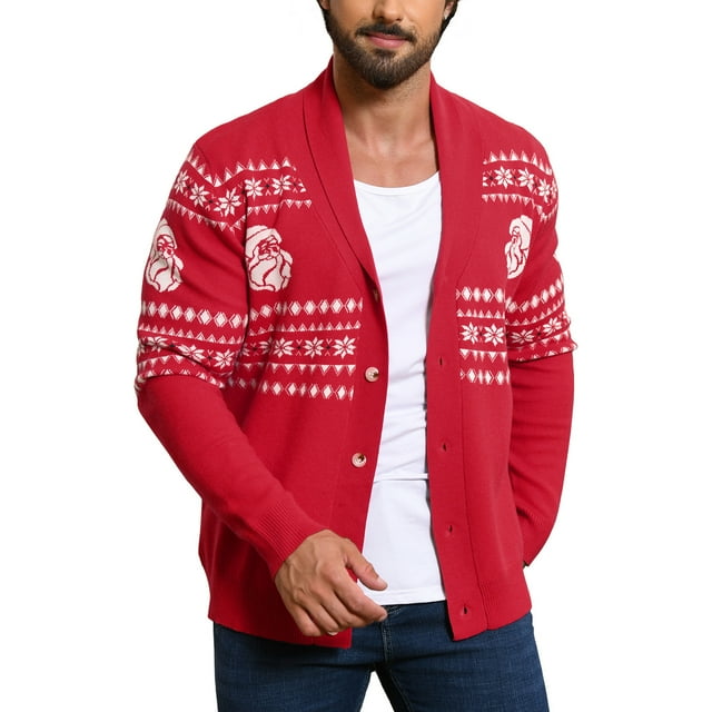 HAOMEILI Men’s V Neck Button Cardigan Sweater with Pockets Mens Cotton