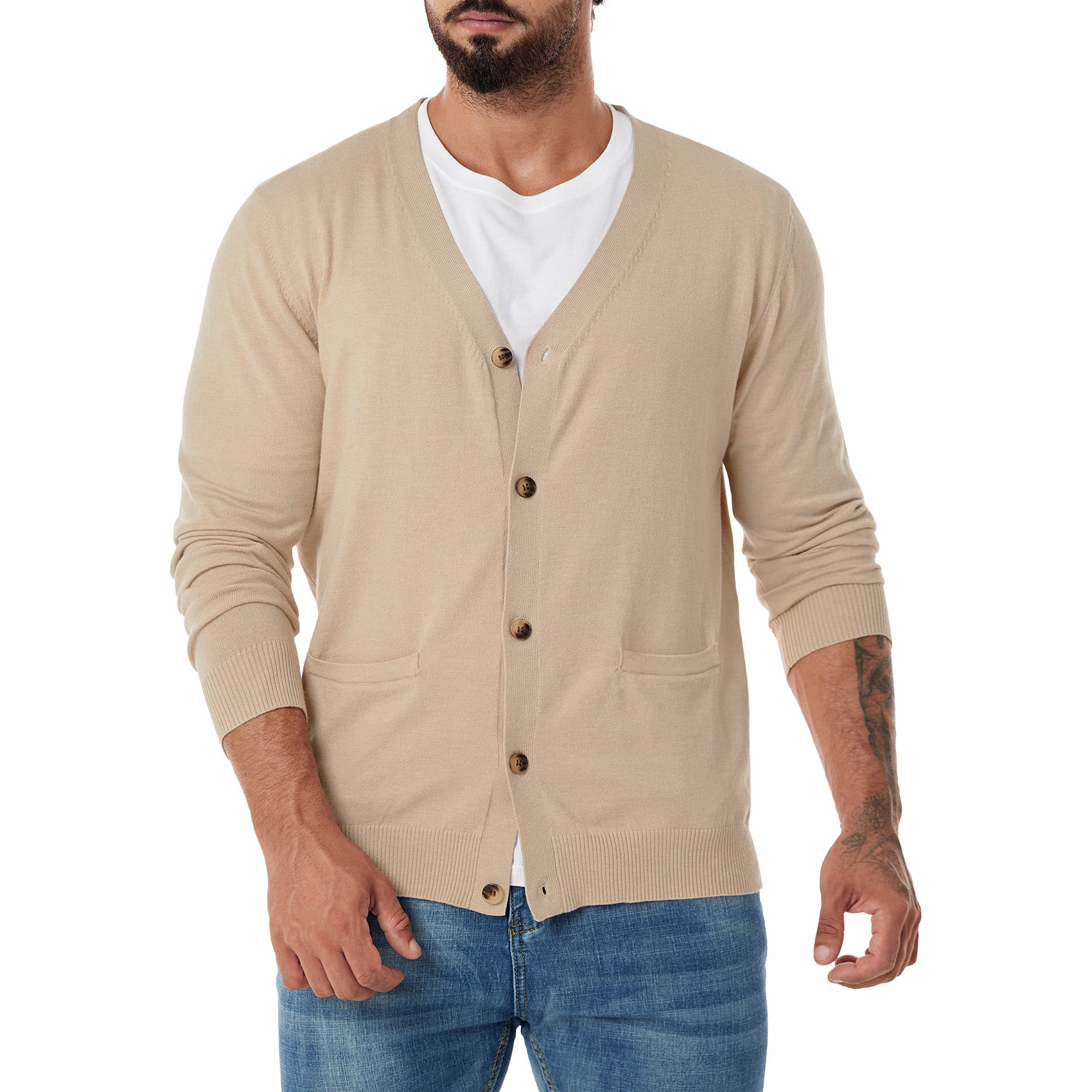 HAOMEILI Men's LongSleeve Soft Touch Cardigan Sweater